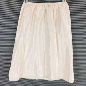 Vintage 70s 80s Size Small S Midi Slip Skirt Nylon Off-White Stretch Waist